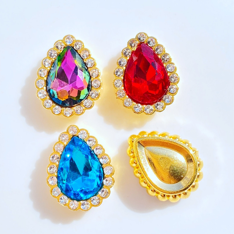 10 gab. Jaunas, jauktas, spīdīgas, krāsainas 15*19 mm ūdens pilienu krelles, plakanas muguriņas krelles albumu kartīšu dekorēšanai, rotaslietas, amatniecība