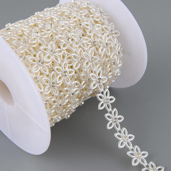 1 ярд 15 mm ширина ABS Flatback имитация на перлена звезда с 4 mm кръгла верига от кристали за шиене на украса за сватбени дрехи Декорация на торта