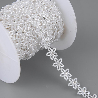 1 jards, 15 mm platums, ABS plakanā aizmugures imitācijas pērļu zvaigzne ar 4 mm apaļu strēlakmens ķēdes šūšanas apdari Kāzu apģērbu kūkas dekorēšana