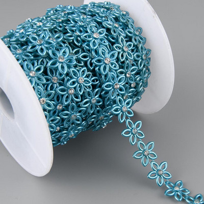 1 jards, 15 mm platums, ABS plakanā aizmugures imitācijas pērļu zvaigzne ar 4 mm apaļu strēlakmens ķēdes šūšanas apdari Kāzu apģērbu kūkas dekorēšana