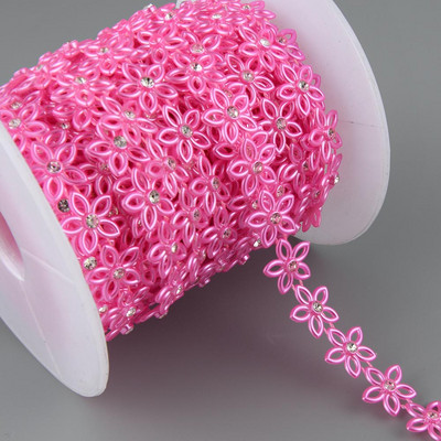 1 jards, 15 mm platums, ABS plakanā aizmugures imitācijas pērļu zvaigzne ar 4 mm apaļu strēlakmens ķēdes šūšanas apdari Kāzu apģērbu kūkas dekorēšana