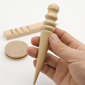Шлифовъчна пръчка от букова дървесина Кръгла полираща кожена лента за ръбове Полиращ ръчен инструмент Плосък прът Направи си сам Занаят за обработка на кожа