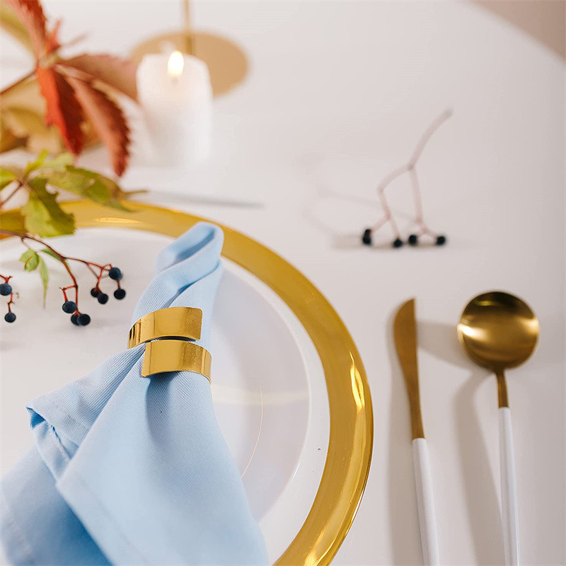 1/6gab sakausējuma metāla salvešu gredzens kāzu galda dekorēšanai salvešu turētājs Servilletero kāzu dvieļu gredzeni vakariņu galda dekorēšanai