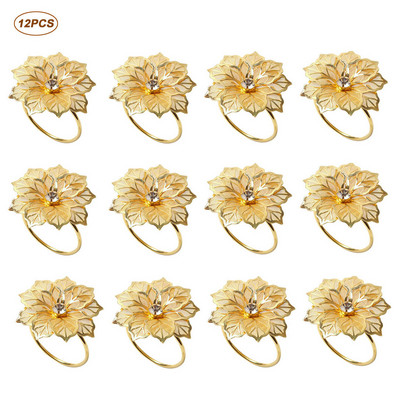 3/6/12Gb Viesnīcas salvešu gredzens salvešu turētājs Fall Leaves Salvete sprādze Ziemassvētku kāzu ballīte Zelta salvešu aplis vakariņu galda dekors