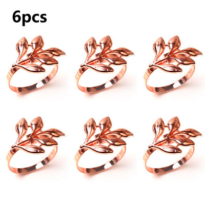 3/6/12Gb Viesnīcas salvešu gredzens salvešu turētājs Fall Leaves Salvete sprādze Ziemassvētku kāzu ballīte Zelta salvešu aplis vakariņu galda dekors