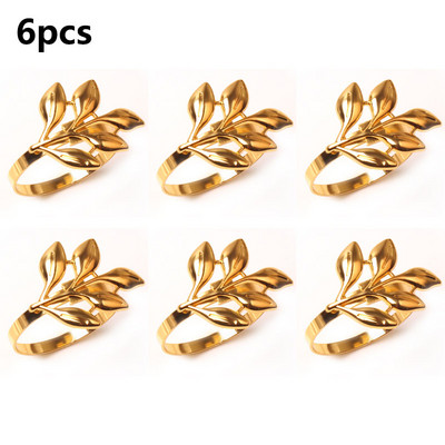 3/6/12Gb Viesnīcas salvešu gredzens salvešu turētājs Fall Leaves Salvete sprādze Ziemassvētku kāzu ballīte Zelta salvešu aplis vakariņu galda dekors