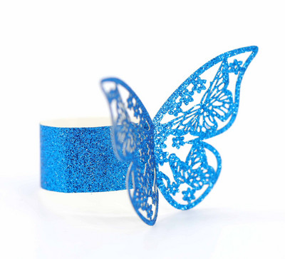 50 бр./компл. Лазерно изрязани хартиени пръстени за салфетки в стил пеперуда Поставки за салфетки Хотелски сватбени сувенири Декорация на маса