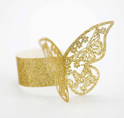 50 бр./компл. Лазерно изрязани хартиени пръстени за салфетки в стил пеперуда Поставки за салфетки Хотелски сватбени сувенири Декорация на маса