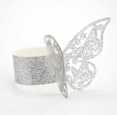 50 бр./компл. Лазерно изрязани хартиени пръстени за салфетки в стил пеперуда Поставки за салфетки Хотелски сватбени сувенири Декорация на маса