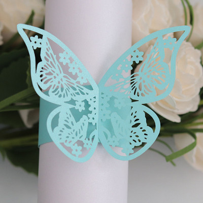 50 бр./компл. Лазерно изрязани хартиени пръстени за салфетки в стил пеперуда Поставки за салфетки Хотелски сватбени сувенири Декорация на маса