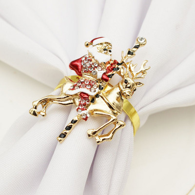 1Gb Ziemassvētku salvešu gredzenu turētāji Ziemassvētku galda dekorēšana mājai Metāla ziemeļbrieža raga audu gredzens Kāzu banketu viesnīcas galds