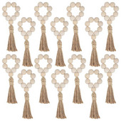 Koka pērlīšu salvešu gredzeni Garland ar pušķiem Lauku mājas krelles Lauku stila galda salvešu turētājs Kāzas Mājas Boho dekors