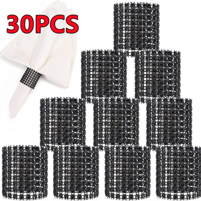 Jauni 100/50/30 gab Rhinestone salvešu gredzeni Bling dekorācija Kāzu vakariņas Eleganti zelta šķembu salvešu gredzenu turētāji ballīšu piederumi