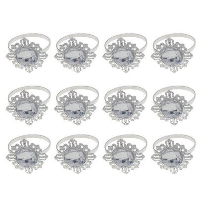 24gab Zelta salvešu gredzeni kāzām virtuves galdam, akrila salvetes turētājs vakariņu iekārtai, strasu dekorēšanai.