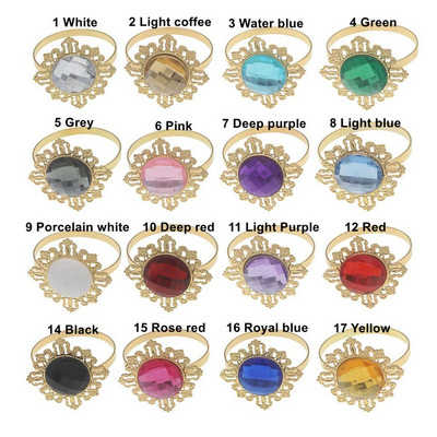 24gab Zelta salvešu gredzeni kāzām virtuves galdam, akrila salvetes turētājs vakariņu iekārtai, strasu dekorēšanai.