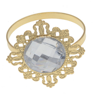 24gab Zelta salvešu gredzeni kāzām virtuves galdam, akrila salvetes turētājs vakariņu iekārtai, strasu dekorēšanai.