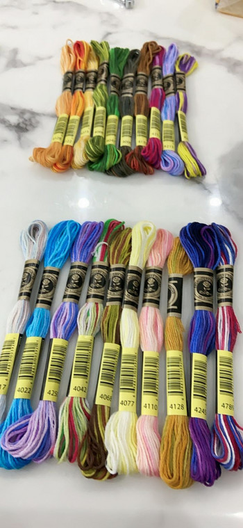 Разноцветен памучен конец за бродиране 6 нишки 8 метра на чиле Различни цветове Конец за кръстат шев 41 DMC цвята в 4 комплекта