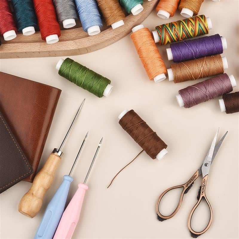 0,65 mm odinis vaškuotas siūlas, skirtas „pasidaryk pats“ rankdarbių įrankiui, 25 metrų apvali vaškuota siuvimo linija, 32 spalvų