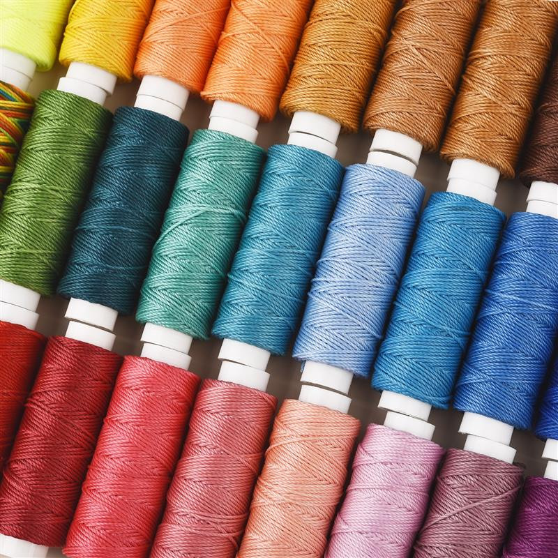 0,65 mm odinis vaškuotas siūlas, skirtas „pasidaryk pats“ rankdarbių įrankiui, 25 metrų apvali vaškuota siuvimo linija, 32 spalvų