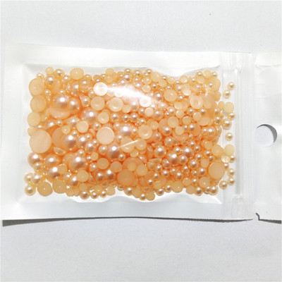 Bezmaksas piegāde 3 mm–8 mm 10 g jaukta izmēra ABS pērļu imitācijas pusapaļa plakana pērļu līme uz pērlītēm, nagu mākslas darbi, amatniecības izstrādājumi.