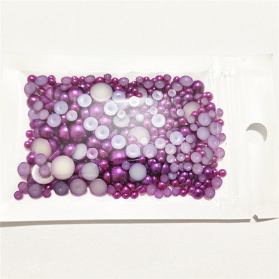 Bezmaksas piegāde 3 mm–8 mm 10 g jaukta izmēra ABS pērļu imitācijas pusapaļa plakana pērļu līme uz pērlītēm, nagu mākslas darbi, amatniecības izstrādājumi.