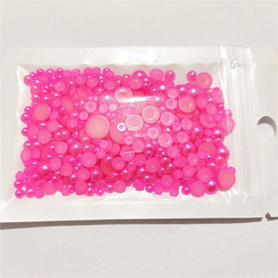 Bezmaksas piegāde 3 mm–8 mm 10 g jaukta izmēra ABS pērļu imitācijas pusapaļa plakana pērļu līme uz pērlītēm, nagu mākslas darbi, amatniecības izstrādājumi.