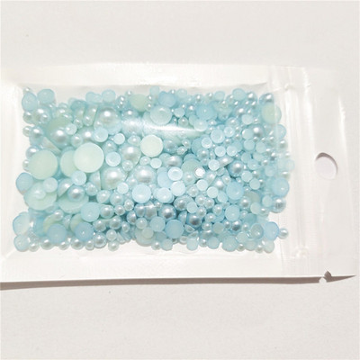 Bezmaksas piegāde 3 mm–8 mm 10 g jaukta izmēra ABS pērļu imitācijas pusapaļa plakana pērļu līme uz pērlītēm, nagu mākslas darbi, amatniecības izstrādājumi.