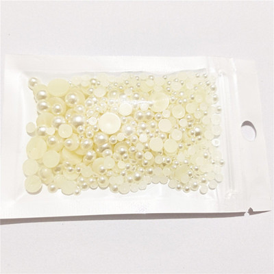 Bezmaksas piegāde 3 mm–8 mm 10 g jaukta izmēra ABS pērļu imitācijas pusapaļa plakana pērļu līme uz pērlītēm, nagu mākslas darbi, amatniecības izstrādājumi.