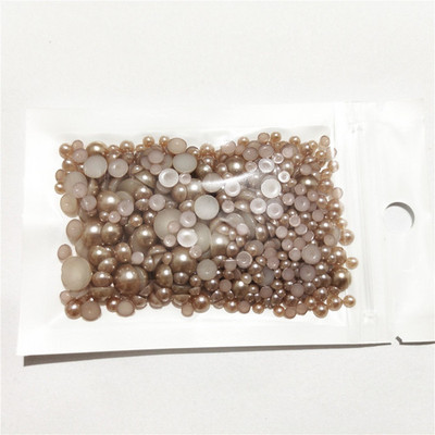 Bezmaksas piegāde 3 mm–8 mm 10 g jaukta izmēra ABS pērļu imitācijas pusapaļa plakana pērļu līme uz pērlītēm, nagu mākslas darbi, amatniecības izstrādājumi.