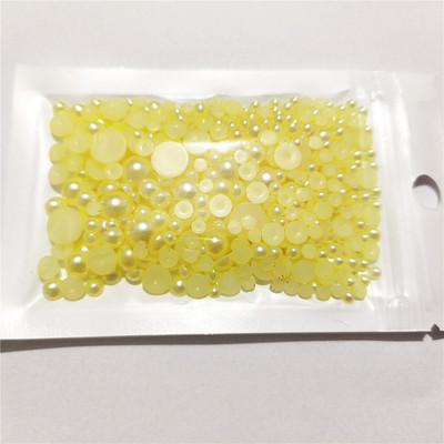 Bezmaksas piegāde 3 mm–8 mm 10 g jaukta izmēra ABS pērļu imitācijas pusapaļa plakana pērļu līme uz pērlītēm, nagu mākslas darbi, amatniecības izstrādājumi.