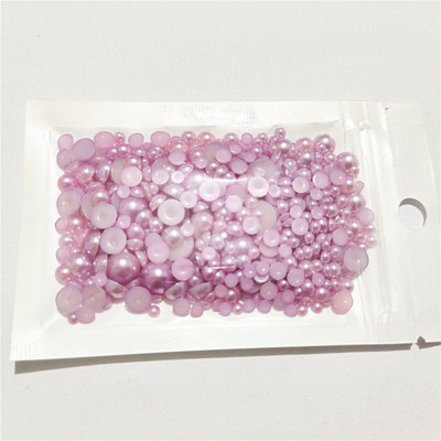 Bezmaksas piegāde 3 mm–8 mm 10 g jaukta izmēra ABS pērļu imitācijas pusapaļa plakana pērļu līme uz pērlītēm, nagu mākslas darbi, amatniecības izstrādājumi.
