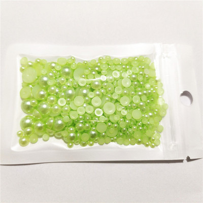 Bezmaksas piegāde 3 mm–8 mm 10 g jaukta izmēra ABS pērļu imitācijas pusapaļa plakana pērļu līme uz pērlītēm, nagu mākslas darbi, amatniecības izstrādājumi.
