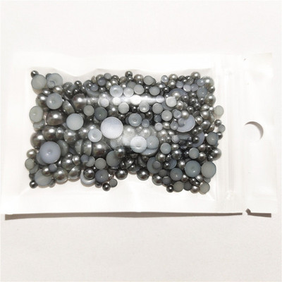 Bezmaksas piegāde 3 mm–8 mm 10 g jaukta izmēra ABS pērļu imitācijas pusapaļa plakana pērļu līme uz pērlītēm, nagu mākslas darbi, amatniecības izstrādājumi.