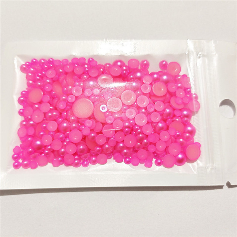 Bezmaksas piegāde 3 mm–8 mm 10 g jaukta izmēra ABS pērļu imitācijas pusapaļa plakana pērļu līme uz pērlītēm, nagu mākslas darbi, amatniecības izstrādājumi.