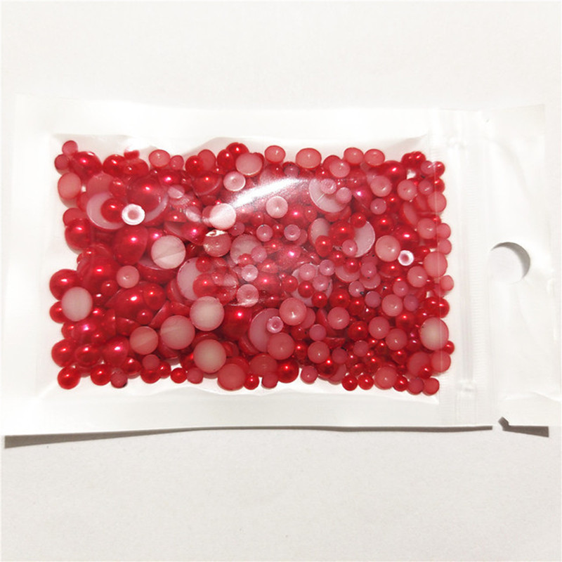 Bezmaksas piegāde 3 mm–8 mm 10 g jaukta izmēra ABS pērļu imitācijas pusapaļa plakana pērļu līme uz pērlītēm, nagu mākslas darbi, amatniecības izstrādājumi.