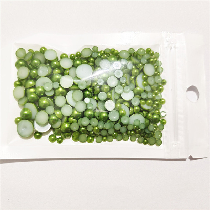 Bezmaksas piegāde 3 mm–8 mm 10 g jaukta izmēra ABS pērļu imitācijas pusapaļa plakana pērļu līme uz pērlītēm, nagu mākslas darbi, amatniecības izstrādājumi.