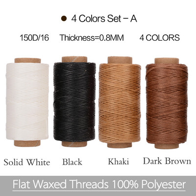 4gab krāsa/komplekts 0,8mm vaskots vītne ādas amatniecībai DIY vaksēta aukla roku izšūšanas diegs plakana vaskota 40 krāsu šūšanas līnija