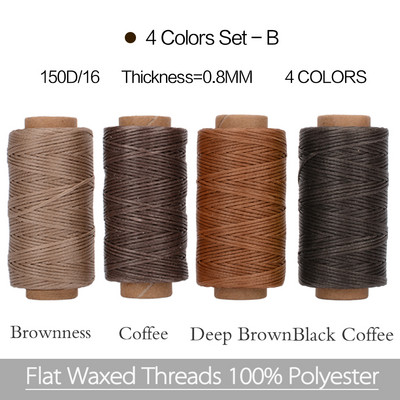 4gab krāsa/komplekts 0,8mm vaskots vītne ādas amatniecībai DIY vaksēta aukla roku izšūšanas diegs plakana vaskota 40 krāsu šūšanas līnija