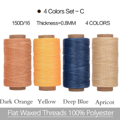 4gab krāsa/komplekts 0,8mm vaskots vītne ādas amatniecībai DIY vaksēta aukla roku izšūšanas diegs plakana vaskota 40 krāsu šūšanas līnija