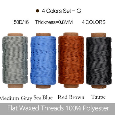 4gab krāsa/komplekts 0,8mm vaskots vītne ādas amatniecībai DIY vaksēta aukla roku izšūšanas diegs plakana vaskota 40 krāsu šūšanas līnija