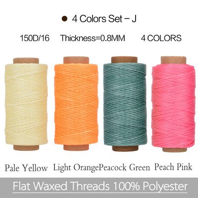 4gab krāsa/komplekts 0,8mm vaskots vītne ādas amatniecībai DIY vaksēta aukla roku izšūšanas diegs plakana vaskota 40 krāsu šūšanas līnija