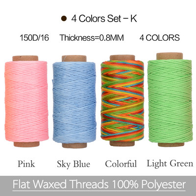 4gab krāsa/komplekts 0,8mm vaskots vītne ādas amatniecībai DIY vaksēta aukla roku izšūšanas diegs plakana vaskota 40 krāsu šūšanas līnija