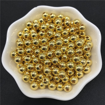 3mm-12mm Imitation Pearl Gold/Silver Loose Metal Smooth Spacer Beads για αξεσουάρ και κοσμήματα κεντήματα