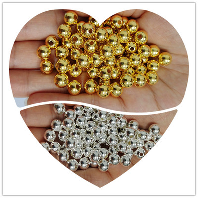 3 mm-12 mm имитация на перла злато/сребро свободни метални гладки дистанционни мъниста за аксесоари за ръкоделие и бижута
