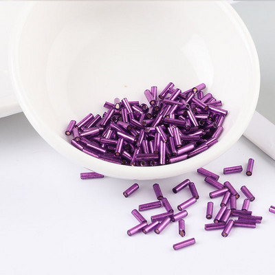200 τεμ/τσάντα Seedbead Tube 2*6mm Ασημένιος πυρήνας Τσέχικα γυάλινα Seed Bugle Beads Κέντημα με σταυροβελονιά Κοσμήματα DIY Αξεσουάρ ενδυμάτων