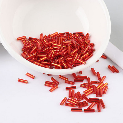200 τεμ/τσάντα Seedbead Tube 2*6mm Ασημένιος πυρήνας Τσέχικα γυάλινα Seed Bugle Beads Κέντημα με σταυροβελονιά Κοσμήματα DIY Αξεσουάρ ενδυμάτων