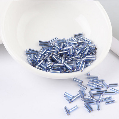200 τεμ/τσάντα Seedbead Tube 2*6mm Ασημένιος πυρήνας Τσέχικα γυάλινα Seed Bugle Beads Κέντημα με σταυροβελονιά Κοσμήματα DIY Αξεσουάρ ενδυμάτων