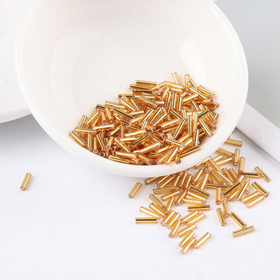 200 τεμ/τσάντα Seedbead Tube 2*6mm Ασημένιος πυρήνας Τσέχικα γυάλινα Seed Bugle Beads Κέντημα με σταυροβελονιά Κοσμήματα DIY Αξεσουάρ ενδυμάτων