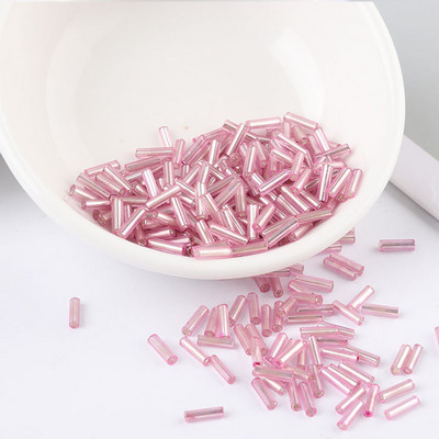 200 τεμ/τσάντα Seedbead Tube 2*6mm Ασημένιος πυρήνας Τσέχικα γυάλινα Seed Bugle Beads Κέντημα με σταυροβελονιά Κοσμήματα DIY Αξεσουάρ ενδυμάτων
