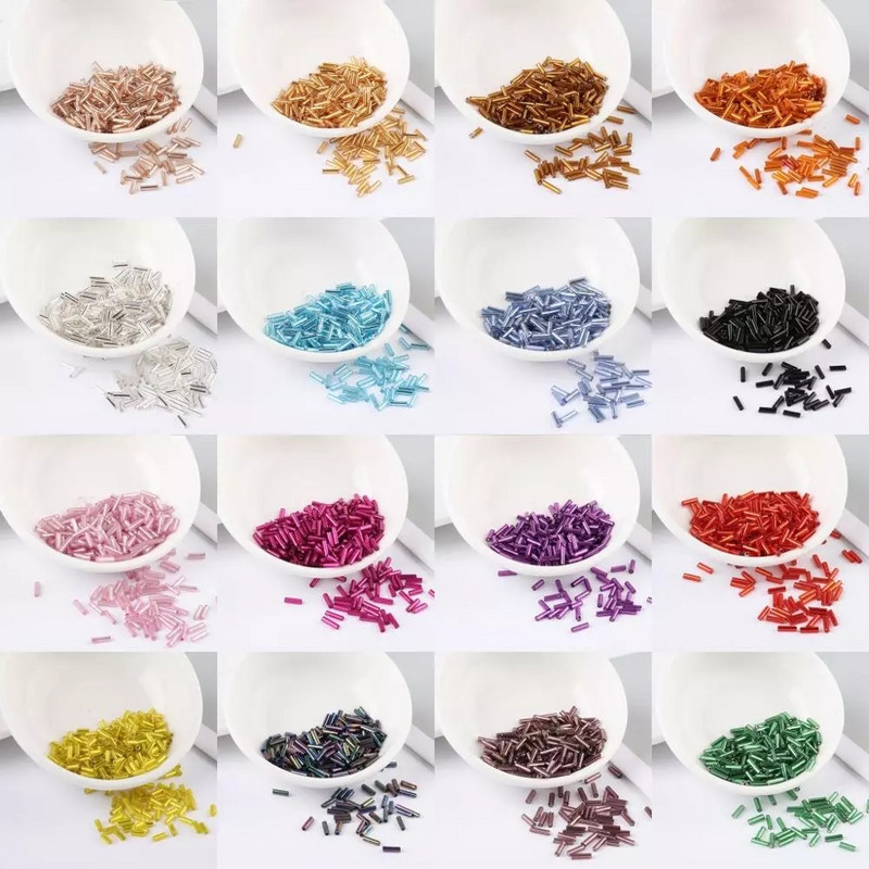 200 τεμ/τσάντα Seedbead Tube 2*6mm Ασημένιος πυρήνας Τσέχικα γυάλινα Seed Bugle Beads Κέντημα με σταυροβελονιά Κοσμήματα DIY Αξεσουάρ ενδυμάτων